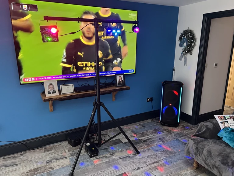 Indoor Party Package speaker and lighting setup